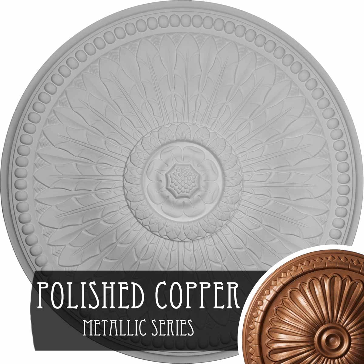 42 1/2"OD x 4 5/8"P Springtime Ceiling Medallion (Fits Canopies up to 9 3/8"), Hand-Painted Polished Copper