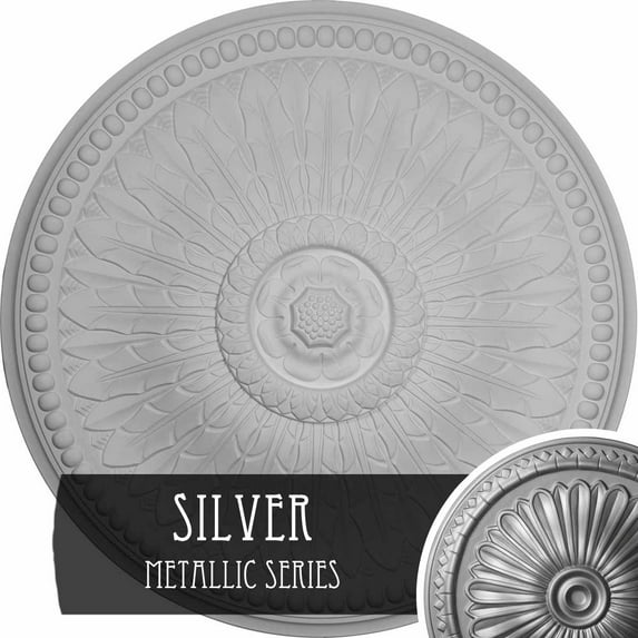 42 1/2"OD x 4 5/8"P Springtime Ceiling Medallion (Fits Canopies up to 9 3/8"), Hand-Painted Silver