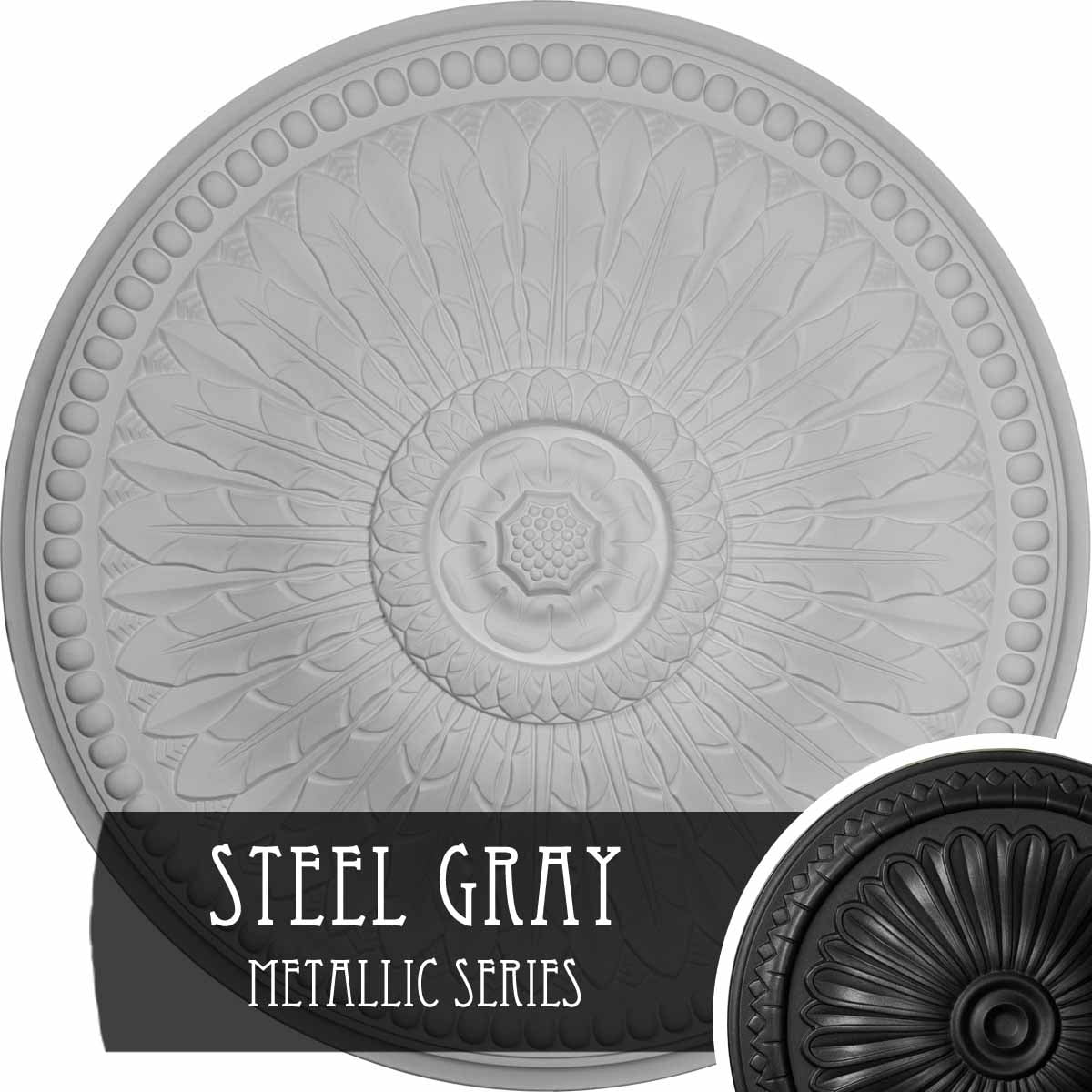 42 1/2"OD x 4 5/8"P Springtime Ceiling Medallion (Fits Canopies up to 9 3/8"), Hand-Painted Steel Gray