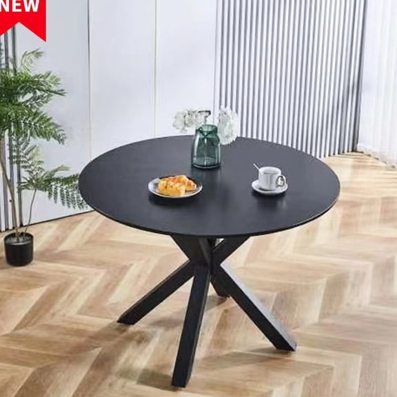 42.1" Black Mid-century End Table, Table Top With Metal Legs, Leisure Coffee Dining In Black, Material, Structure