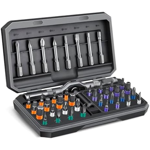 42 in 1 Magnetic Ratchet Screwdriver Set - Multi Bit Ratcheting Screwdriver Set with Portable Repair Tool Kit for Electronics, Computers, Bicycles, Watch,Furniture,Ring Doorbell and DIY