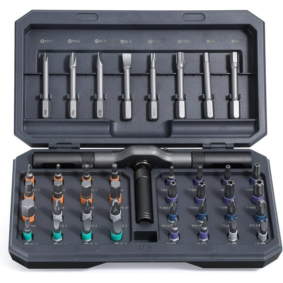 42 in 1 Magnetic Screwdriver Set, DIY Ratchet Screwdriver Set, Multi Bit Magnetic Drive Set with Detachable Ratchet Handle, Portable Compact Repair Tool Kit for Home Funiture Computer Bicycle - Black