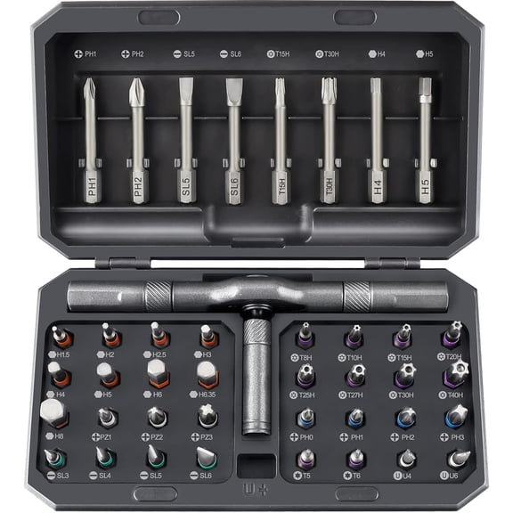 42 in 1 Magnetic Screwdriver Set, Ratchet Screwdriver Set with Case, Repair Tool Kit with Ratchet T Handle, Screw Driver Set Kit for Eyeglass, Bicycle, Watch, Ring Doorbell, Electronics, Pc