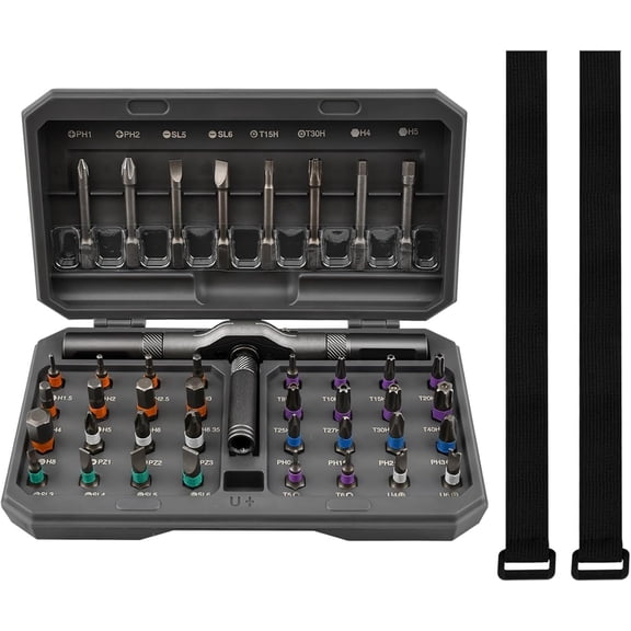 42 in 1 Magnetic Screwdriver Set, Ratcheting Screwdriver with Steel Bits & T-Handle, Portable Repair Tool Kit for Electronics, Computer, Bicycle, Watch, Furniture, DIY Projects(grey,Size:42 in 1)