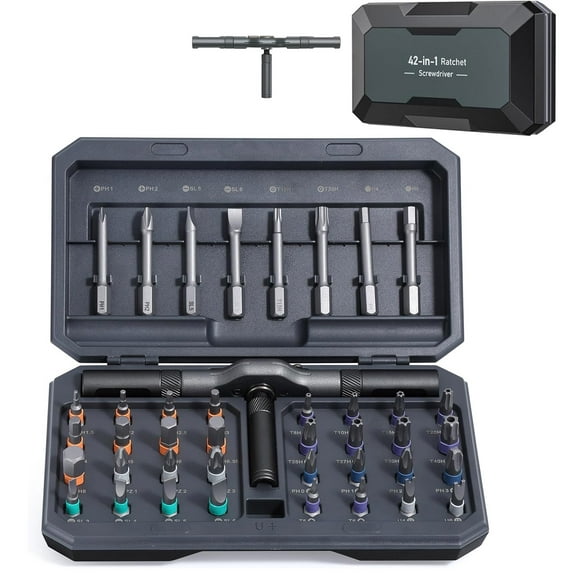 42 in 1 Magnetic Screwdriver Set, multi-purpose Ratchet Screwdriver Set, tool kit for home with Detachable Ratchet Handle, Portable Home Repair & DIY Project.