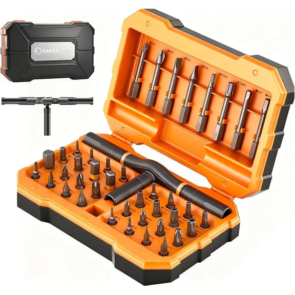 42 in 1 Magnetic Set, Ratcheting Kit,Detachable Multi-Functional Handle & 40pcs in Storage Case for Electronics, Furniture, DIY& Holiday Gifts (Orange)