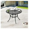 42.1" Outdoor Round Cast Wrought Iron Patio Metal Dining Table with