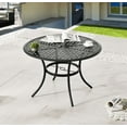 thumbnail image 1 of 42.1" Outdoor Round Cast Wrought Iron Patio Metal Dining Table with Umbrella Hole, Steel Frame for Backyard Lawn Balcony Deck, Black, 1 of 5