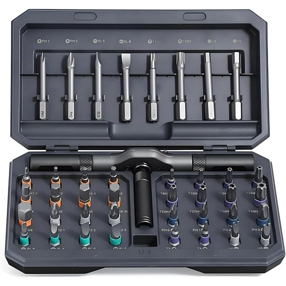 42 in 1 Ratchet Screwdriver Set, Magnetic Screwdriver Set, DIY Multi Bit Magnetic Drive Set with Detachable Ratchet Handle, Portable Compact Repair Tool Kit for Furniture Computer Bicycle, Grey