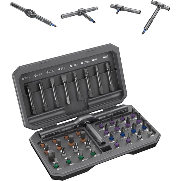 42 in 1 Ratchet Screwdriver Set – Upgrade Magnetic Precision Tool Kit with S2 Steel Bits, Detachable Handle, Portable Storage Case for Home DIY, Computer, Bicycle, Electronics Repair (42)