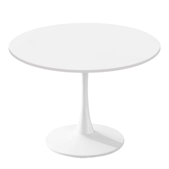 42.1" Round Dining Table with MDF Top & Metal Tulip Pedestal Frame for Kitchen, Living Room, Bedroom, White