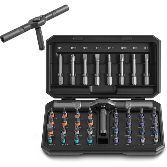 42 in 1 Set, Screw Driver Set Kit with Detachable Ratchet Handle, DIY Mini Ratchet , Ratchet Allen Wrench Set for Furniture, Computers, Electronics, Bicycles