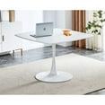 thumbnail image 1 of 42.1"WHITE Table Mid-century Dining Table for 4-6 people With Round Mdf Table Top, Pedestal Dining Table, End Table Leisure Coffee Table, 1 of 1