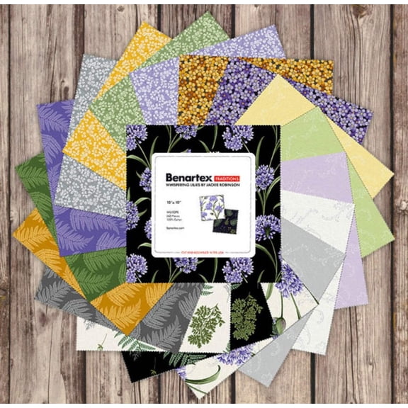 42 10 Inch Squares Benartex Whispering Lillies Layer Cake 100% Cotton Price per Yard Precut