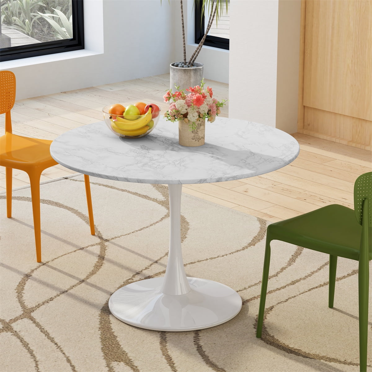Martini Side Table with White Marble Base + Reviews