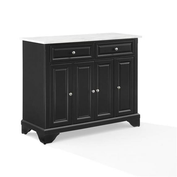 42.13 x 18 x 36 in. Avery Kitchen Island & Cart Marble, Distressed Black & White