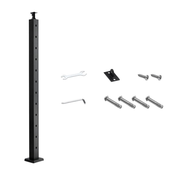 42"2"2" 30-Degree Angled Hole Stainless Steel Stair Cable Railing Post with Brackets,Black