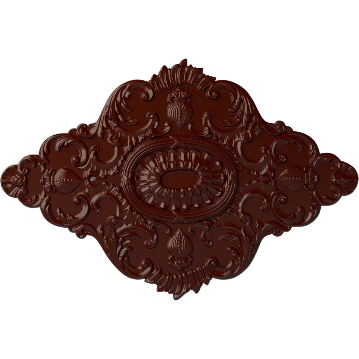 Large Brushed Mahogany Hand-Painted Urethane Ceiling Medallion