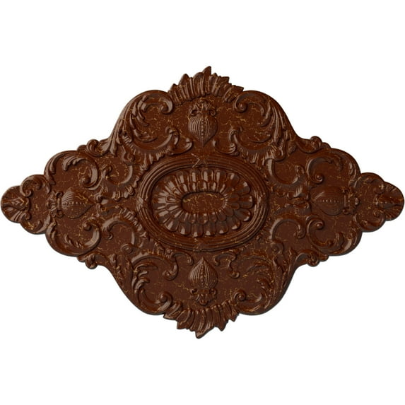 42 3/4"W x 28 7/8"H x 1"P Ashford Ceiling Medallion, Hand-Painted Burnished Mahogany Crackle