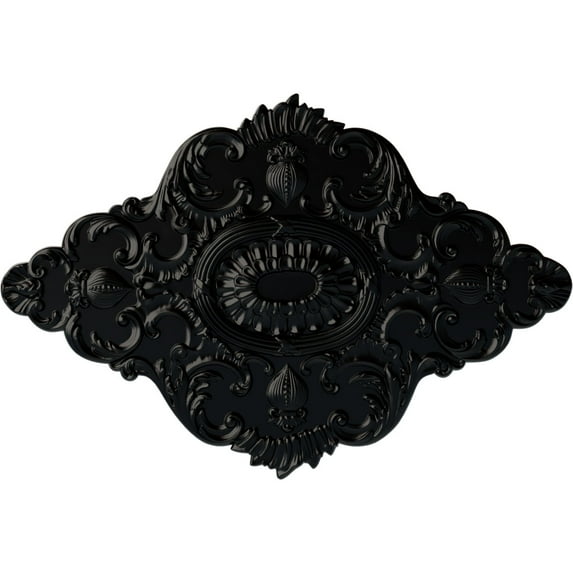 42 3/4"W x 28 7/8"H x 1"P Ashford Ceiling Medallion, Hand-Painted Jet Black