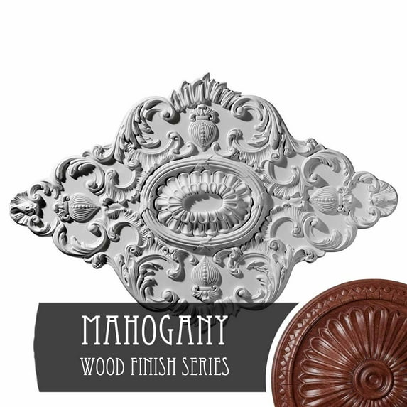 42 3/4"W x 28 7/8"H x 1"P Ashford Ceiling Medallion, Hand-Painted Red Mahogany