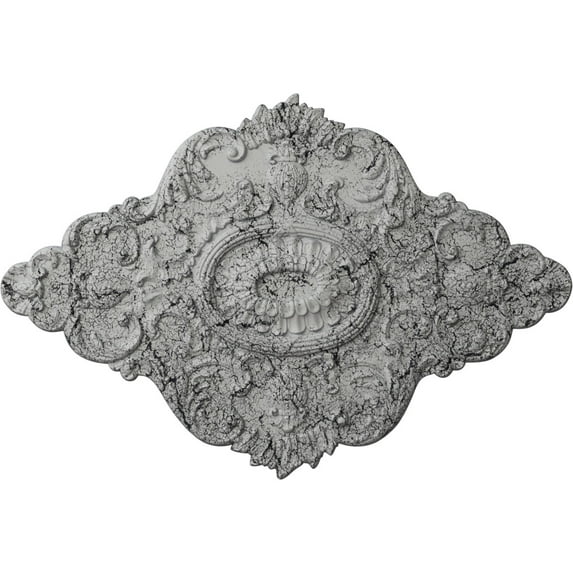 42 3/4"W x 28 7/8"H x 1"P Ashford Ceiling Medallion, Hand-Painted Ultra Pure White Crackle