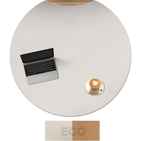 42/40/36/32/30 Inches Round Table Mat - Cork Leather Placemats - Suitable as Side Dining Coffee Table Cover - Can Be Cut to Fit (Cream)