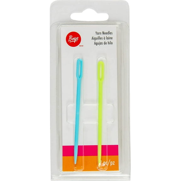 42-40035 Small Plastic Yarn Needles for Crocheting and Sewing, Blue and Green, 2pcs