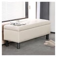 thumbnail image 1 of 42.5 Inch Storage Ottoman , Top End of Bed Storage , Upholstered Blanket for Bedroom, Entryway, Living Room, Tufted Linen (Beige), 1 of 9