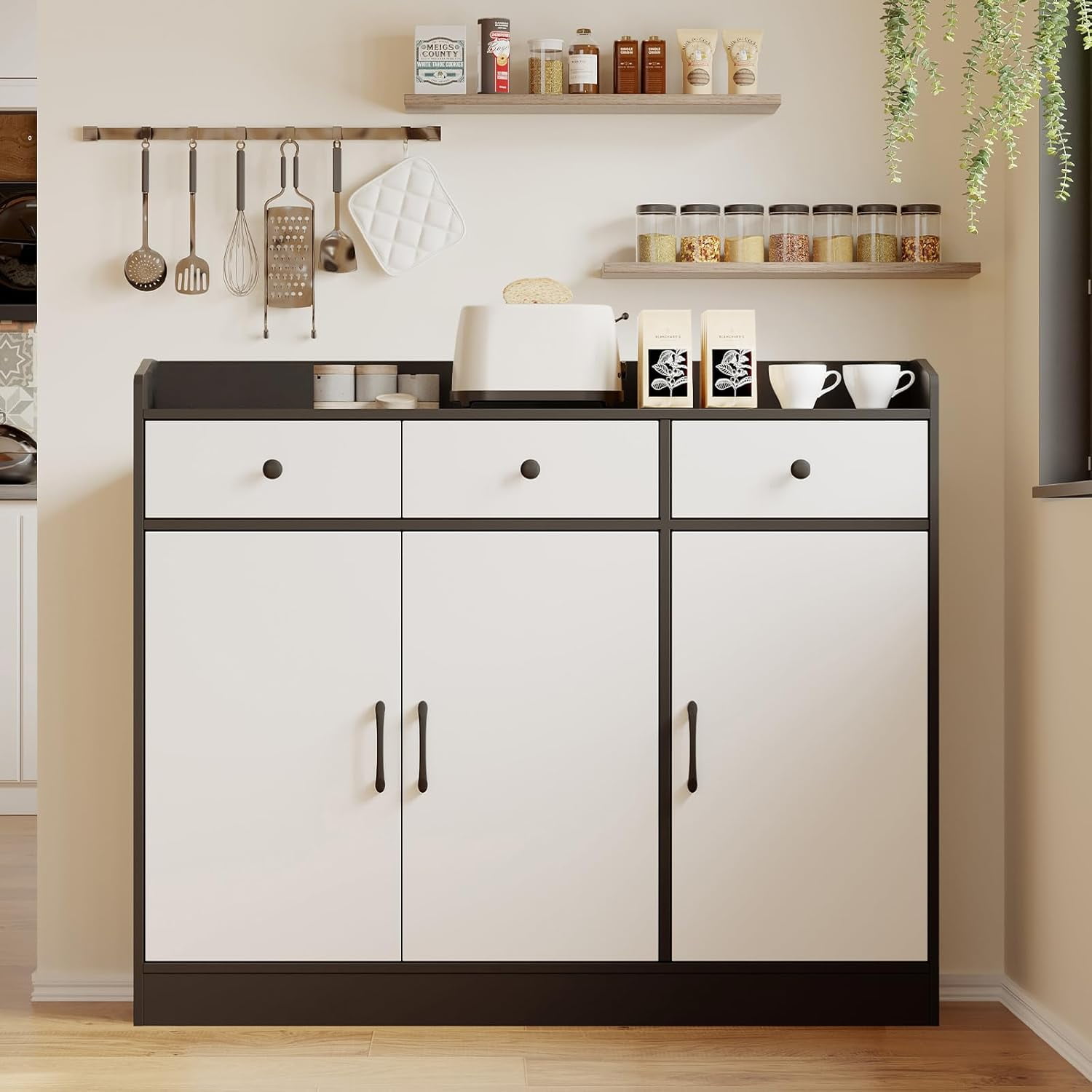 42.5'' Kitchen Buffet Sideboard Farmhouse Wood Coffee — free download