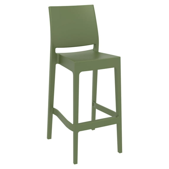 Luxury Commercial Living 42.5" Olive Green Solid Patio Bar Stool