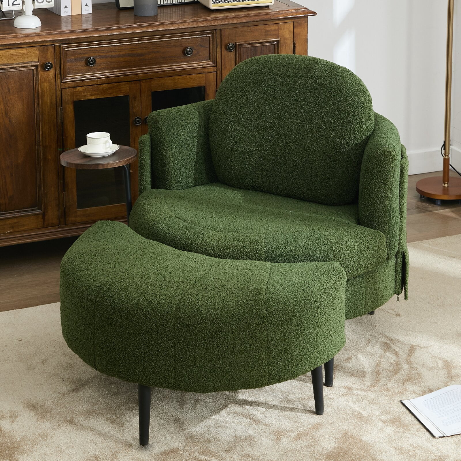 42.5" Single sofa chair, One-piece side table, With Cresent-Shaped ...
