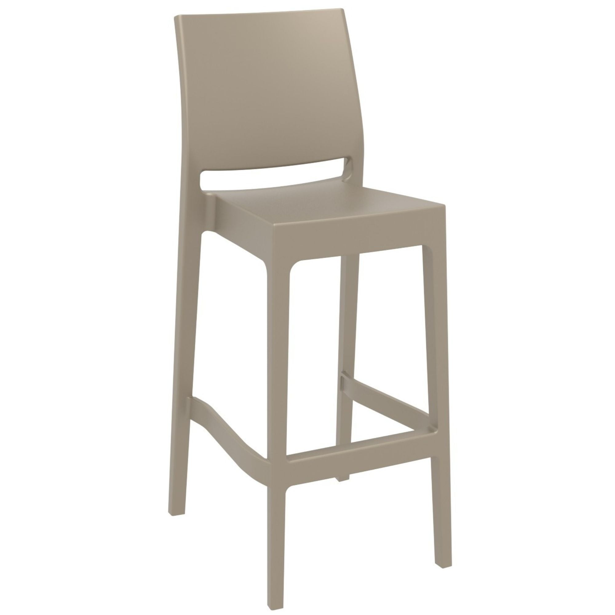 Taupe Brown 42.5" Resin Patio Bar Stool for Indoor/Outdoor
