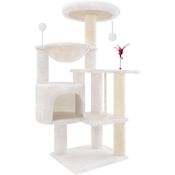 42.5''  Tree for Indor Cats, Multifunctional  Tower with Cozy Condo, Perches,  Posts and Hammock, Beige