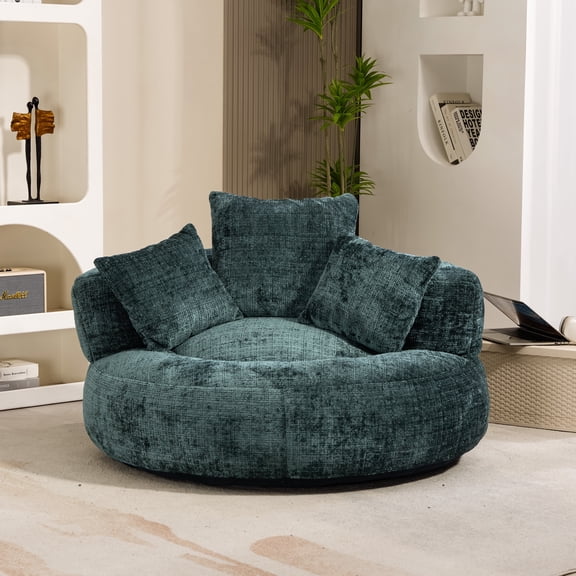 42.5''W Chenille Bean Bag Chairs, Chenille Soft Lazy Sofa Chair, Bean Bag Chair For Adults & Kids To Gaming,Reading,And Watching TV,Living Room, Bedroom,Office Room(Emerald)
