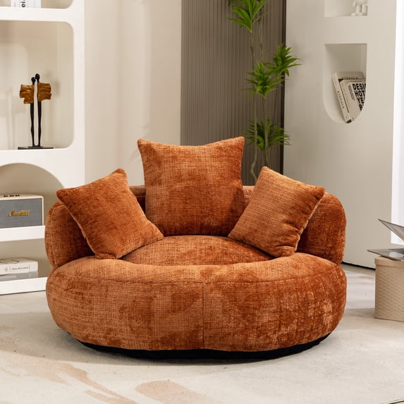 42.5''W Chenille Bean Bag Chairs, Chenille Soft Lazy Sofa Chair, Bean Bag Chair For Adults & Kids To Gaming,Reading,And Watching TV,Living Room, Bedroom,Office Room(Orange)