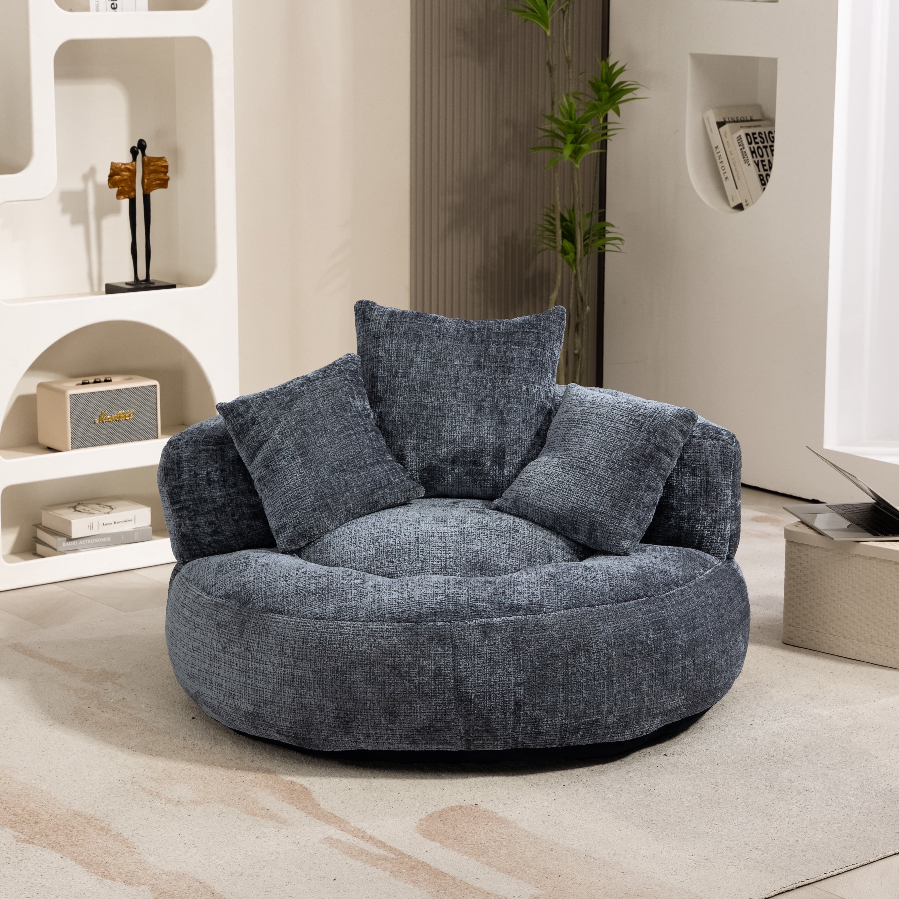 42.5''W Chenille Bean Bag Chairs, Chenille Soft Lazy Sofa Chair, Bean Bag Chair For Adults & Kids To Gaming,Reading,And Watching TV,Living Room, Bedroom,Office Room(Gray)