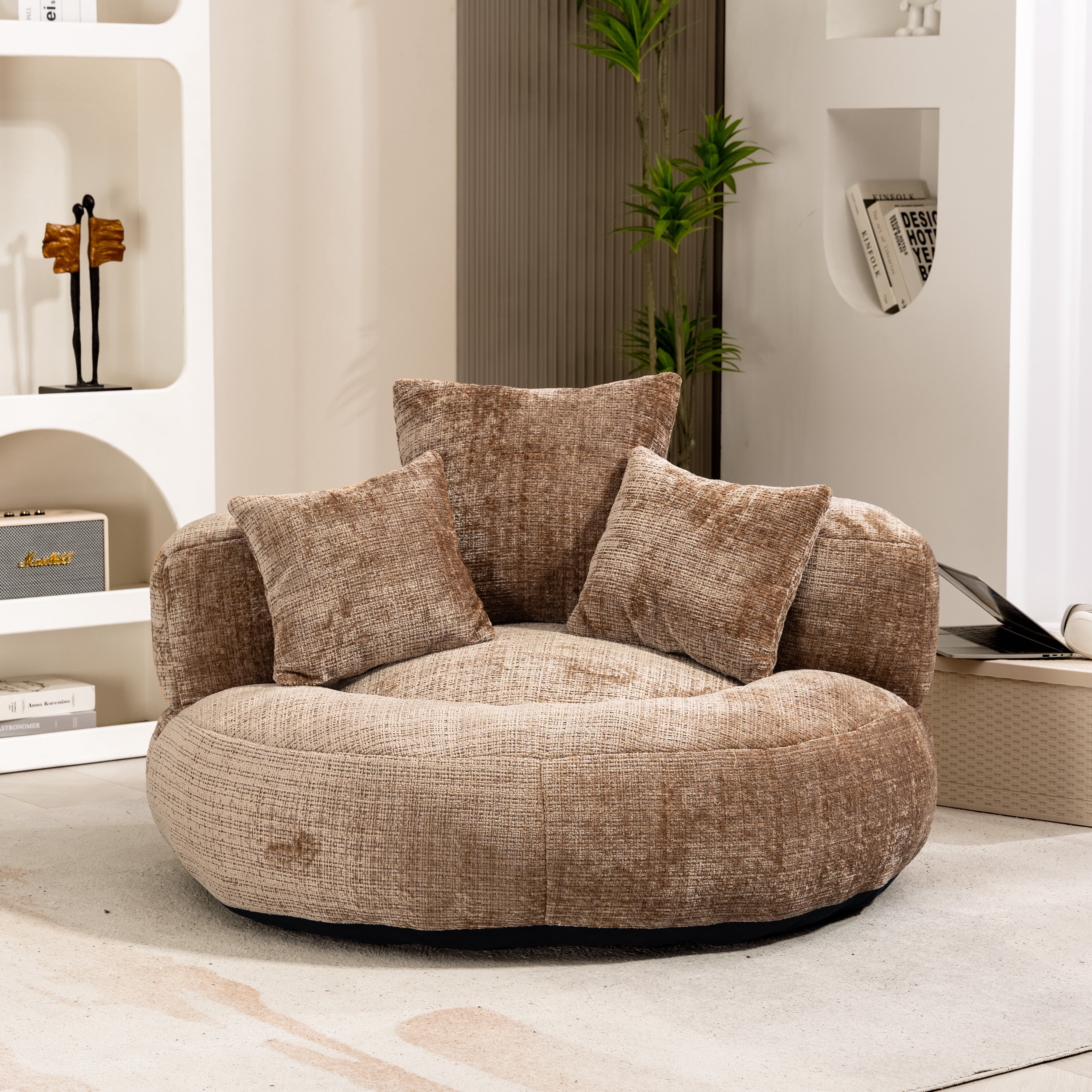 42.5''W Chenille Bean Bag Chairs, Chenille Soft Lazy Sofa Chair, Bean Bag Chair For Adults & Kids To Gaming,Reading,And Watching TV,Living Room, Bedroom,Office Room(Coffee)