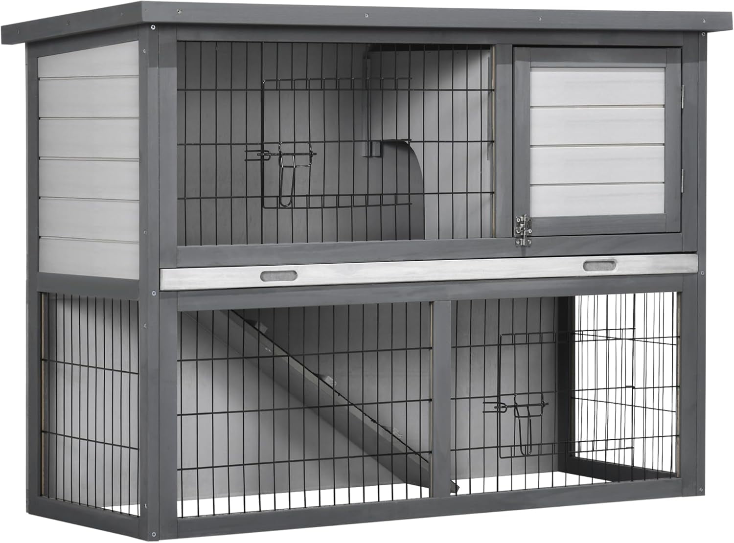 42.5" Wooden Rabbit Hutch Bunny Cage Small Animal House Enclosure with