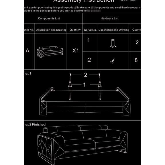 42.5 - inch Wide Leather Sofa / Compact Seating in Small Rooms