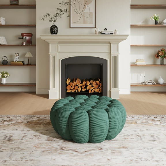 43" Bubble Couch Modern, Oversized Curved Couches, Lazy Floor Sofa, Green Bubble Couch, Modern Upholstered Comfy Mesh Fabric 3D Honeycomb Shape Couches for Living Room, Office, Apartment