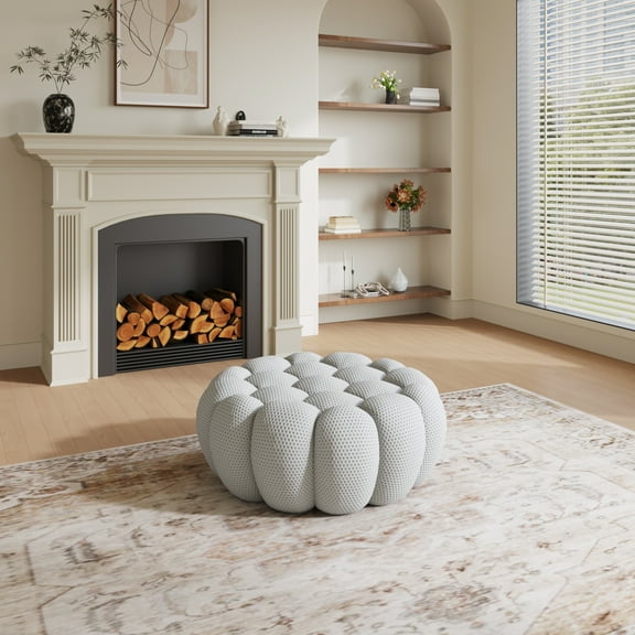 43" Bubble Couch Modern, Oversized Curved Couches, Lazy Floor Sofa, Light Gray Bubble Couch, Modern Upholstered Comfy Mesh Fabric 3D Honeycomb Shape Couches for Living Room, Office, Apartment