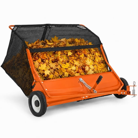 42-52IN Heavy-Duty Tow-Behind Lawn Sweeper – Adjustable Brush Height, Easy-Dump Steel Frame, Tractor Attachment
