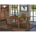 thumbnail image 1 of 42 & 53.5 in. Norfolk Rectangle Dinette Table with 12 in. Leaf & Four Parson Chair with Mahogany Leg & Linen Fabric - Coffee, 5 Piece, 1 of 1