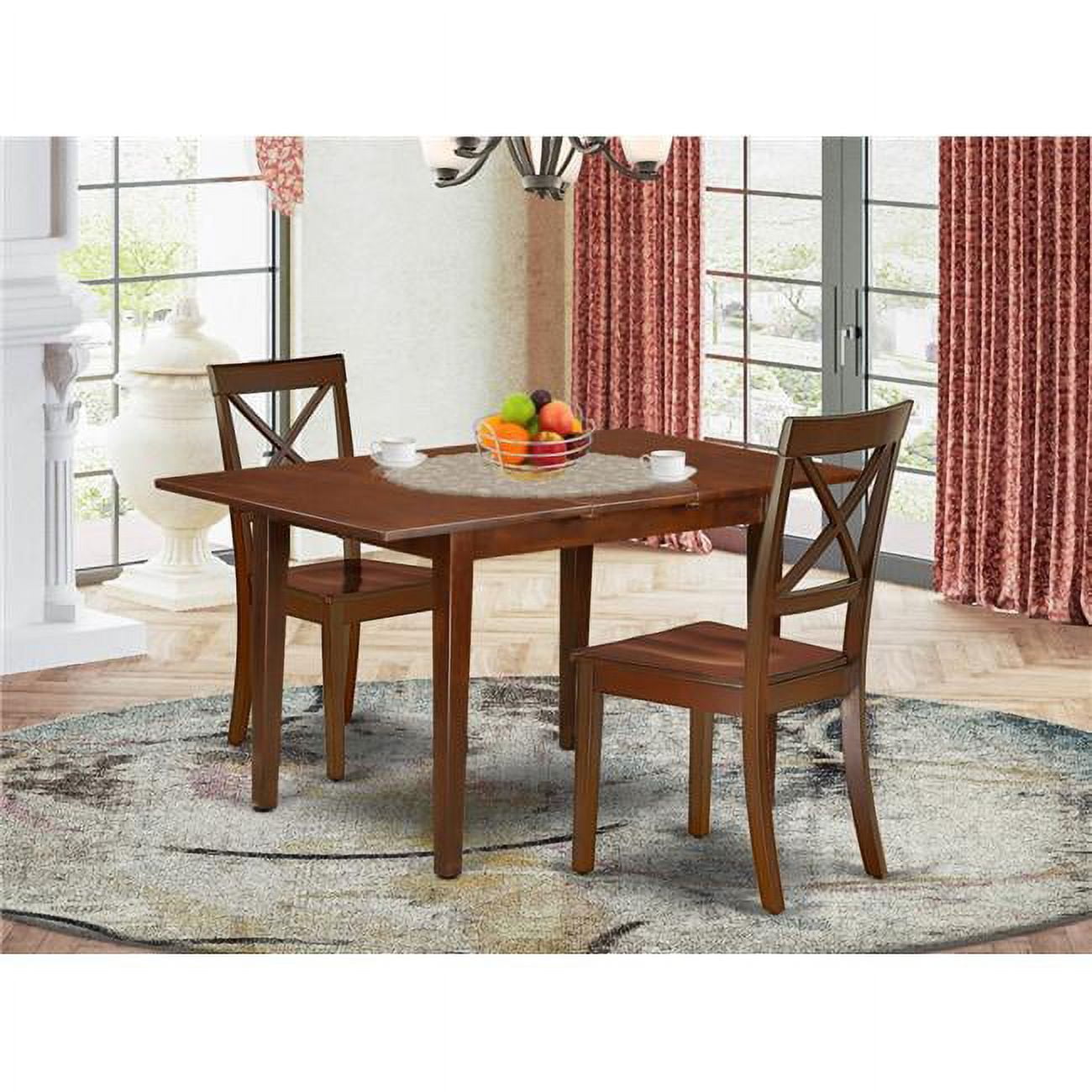 42-53.5 in. Norfolk Rectangle Dining Table with 12 in. Leaf & Two Wood ...