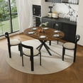 thumbnail image 1 of 42"-59" Extendable Dining Table, Farmhouse Oval Kitchen Table with Removable Leaves and Metal Legs Support for Living Room, Walnut, 1 of 8