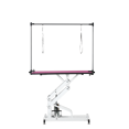 thumbnail image 1 of 42.5INCH HYDRAULIC PET GROOMING TABLE WITH "H" ARM PINK,White+Pink,MDF+Steel Main Material,50-60kg (110lbs) strong bearing capacity for lift loading, 1 of 12