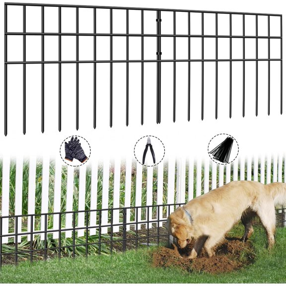 42.5ft(L) x 13in(H) Animal Barrier Fence, 30 Panels No Dig Garden Fence for Dog Rabbit, Rustproof Anti Digging Barrier, Garden Edging Border Ground Defense for Outdoor, Yard, Patio