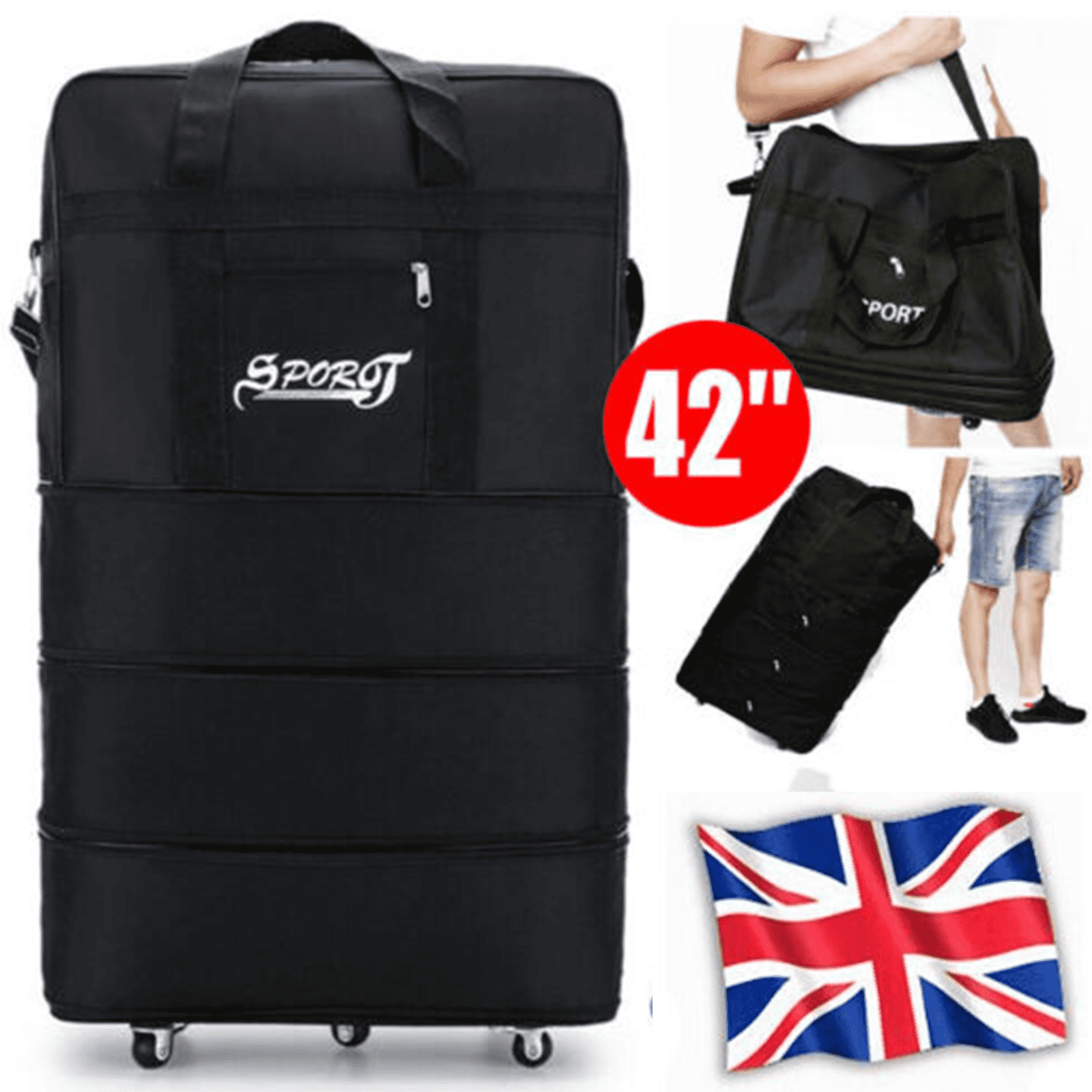 42" 6 Wheel Extra Large Lightweight Luggage Trolley Suitcase Travel Bag
