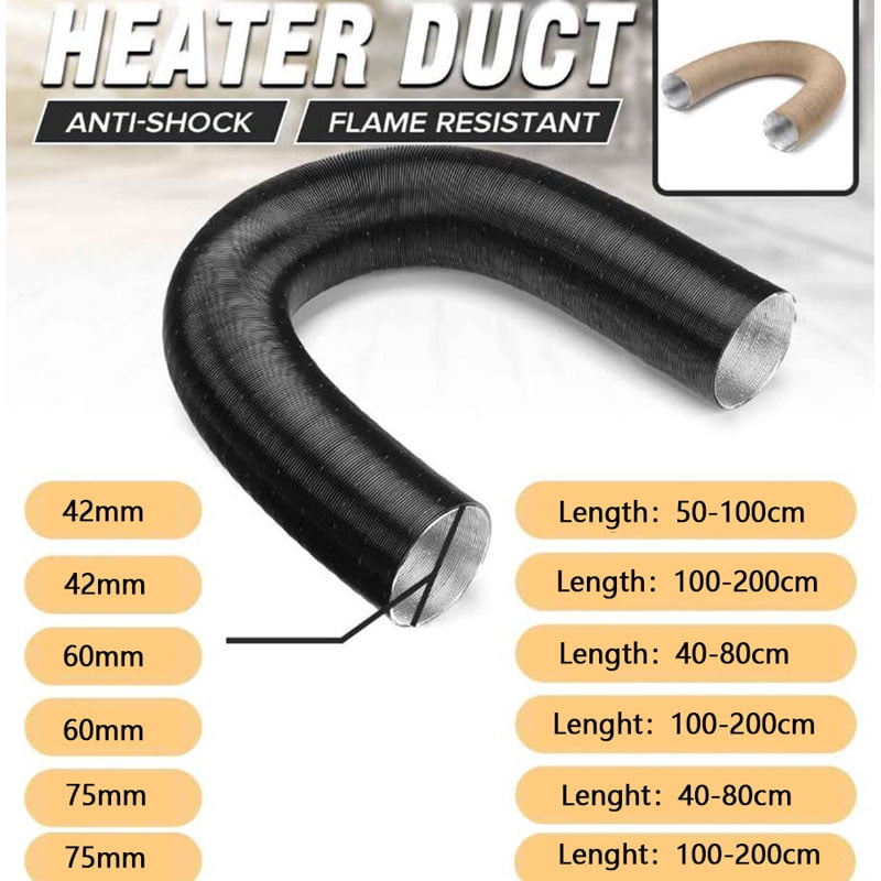 42/60/75mm Car Air Heater Ducting Pipe Hose Line for Diesel Parking
